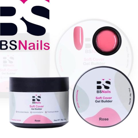 BS Nails Gel Builder Soft Cover Rose Pote Blanco 30 g