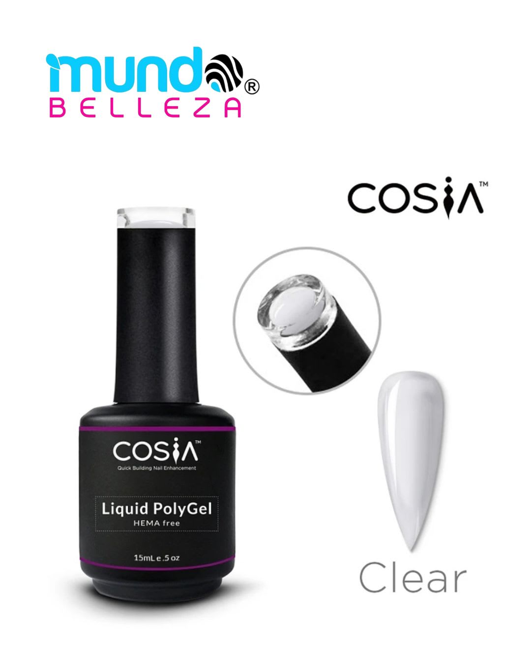 Cosia Poligel Líquido 15 ml Clear