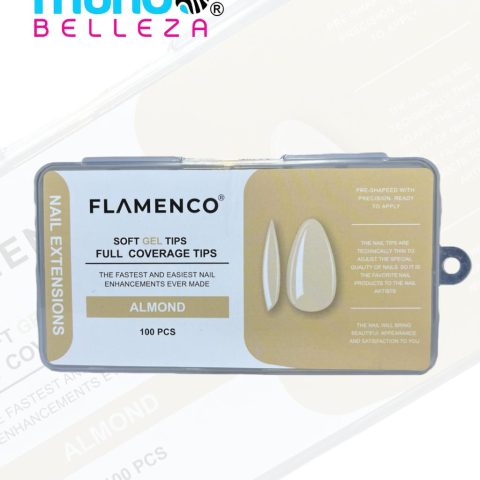 Flamenco Tips Soft Gel Almond 100 pcs Naranja Opaco