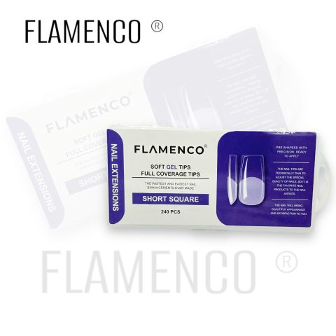 Flamenco Tips Soft Gel Short Square Morada 240 pcs