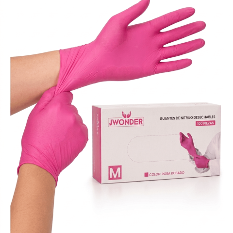 Guantes de Nitrilo Talla M Rosa