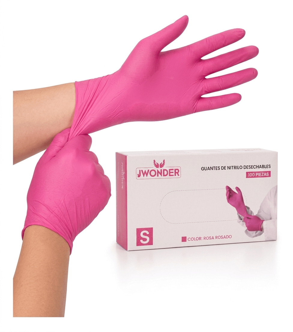 Guantes de Nitrilo Talla S Rosa