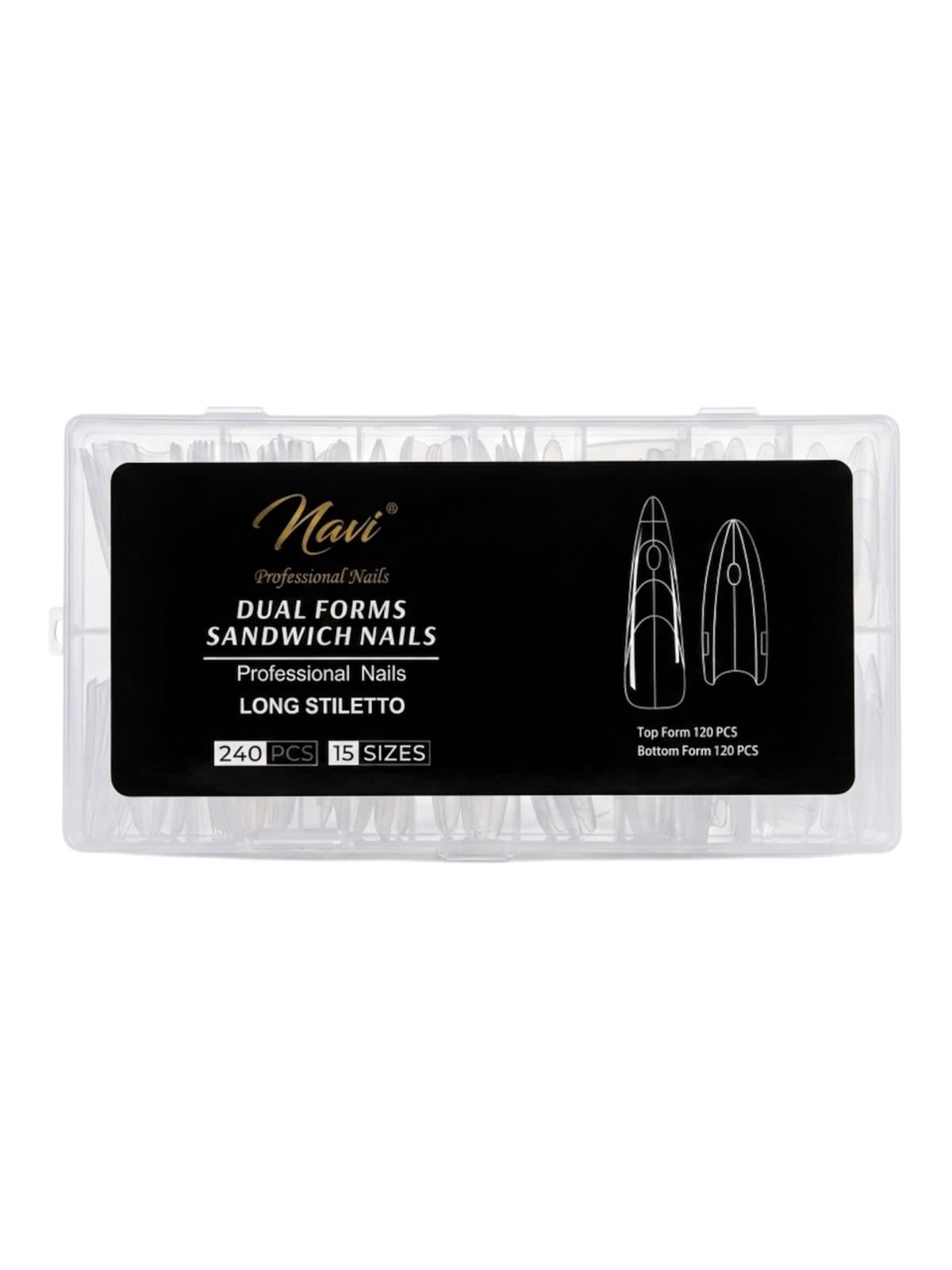 Navi Dual Sandwich Nails Long Stiletto 240 pcs