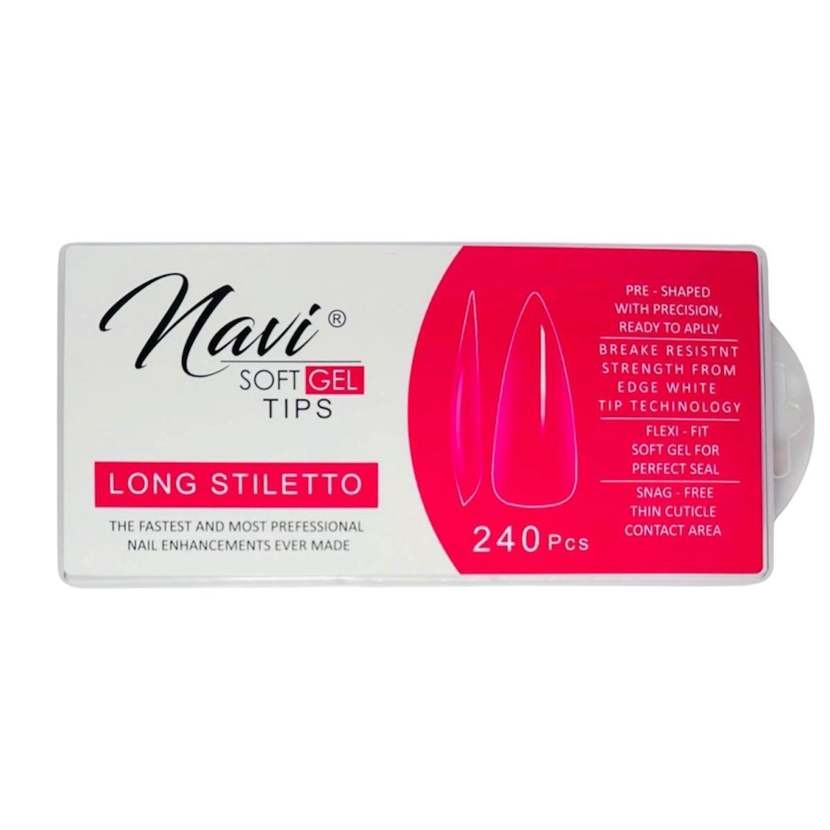 Navi Tips Soft Gel Long Stiletto 240 pcs