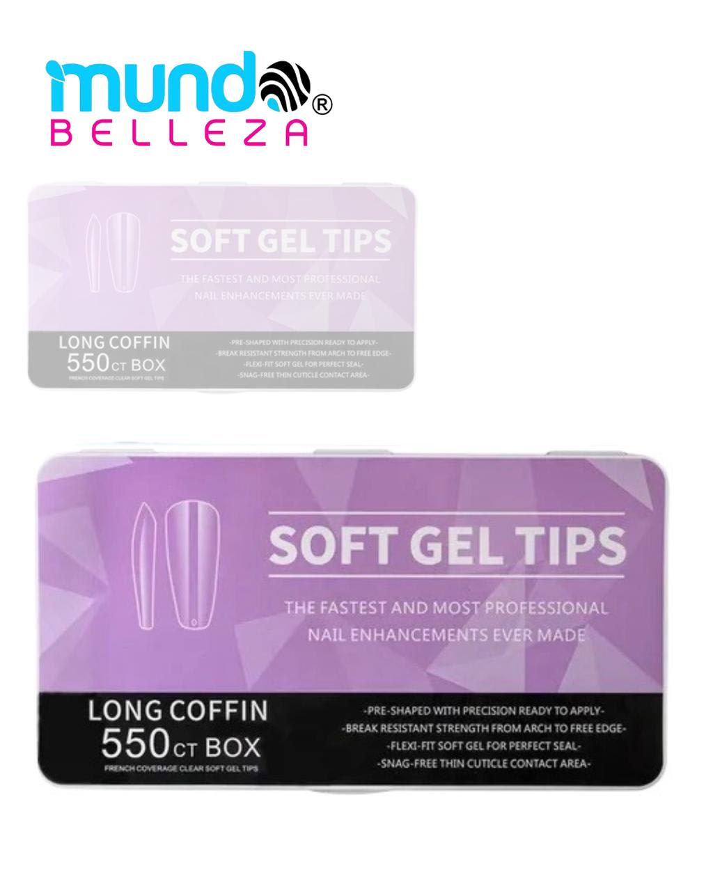 Tips Soft Gel 550UNID Long Coffin
