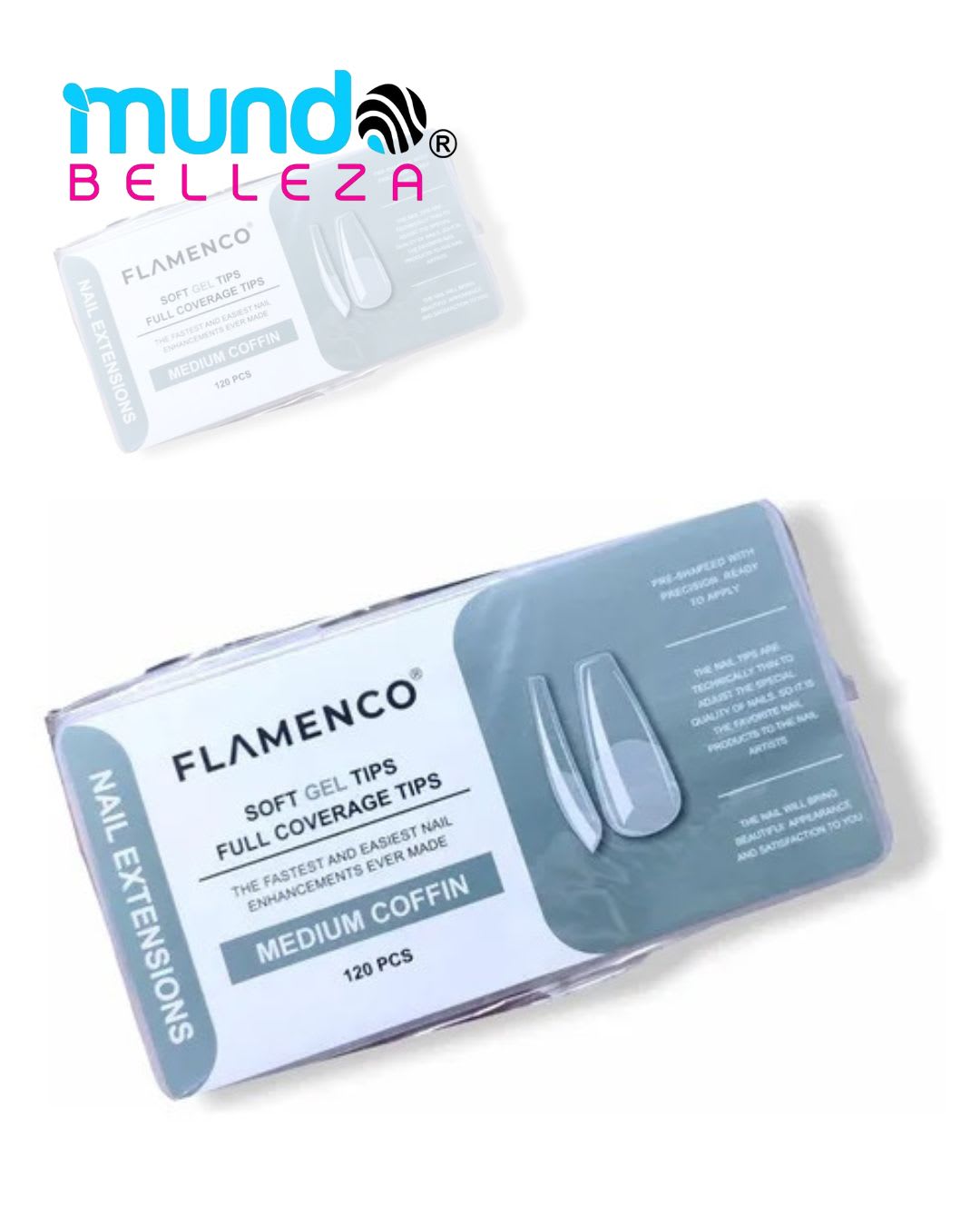 Tips Soft Gel Medium Coffin Gris