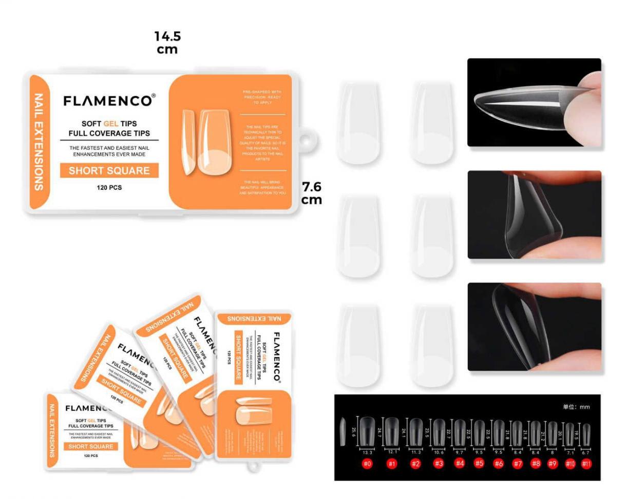 Tips Soft Gel Short Square 120pcs